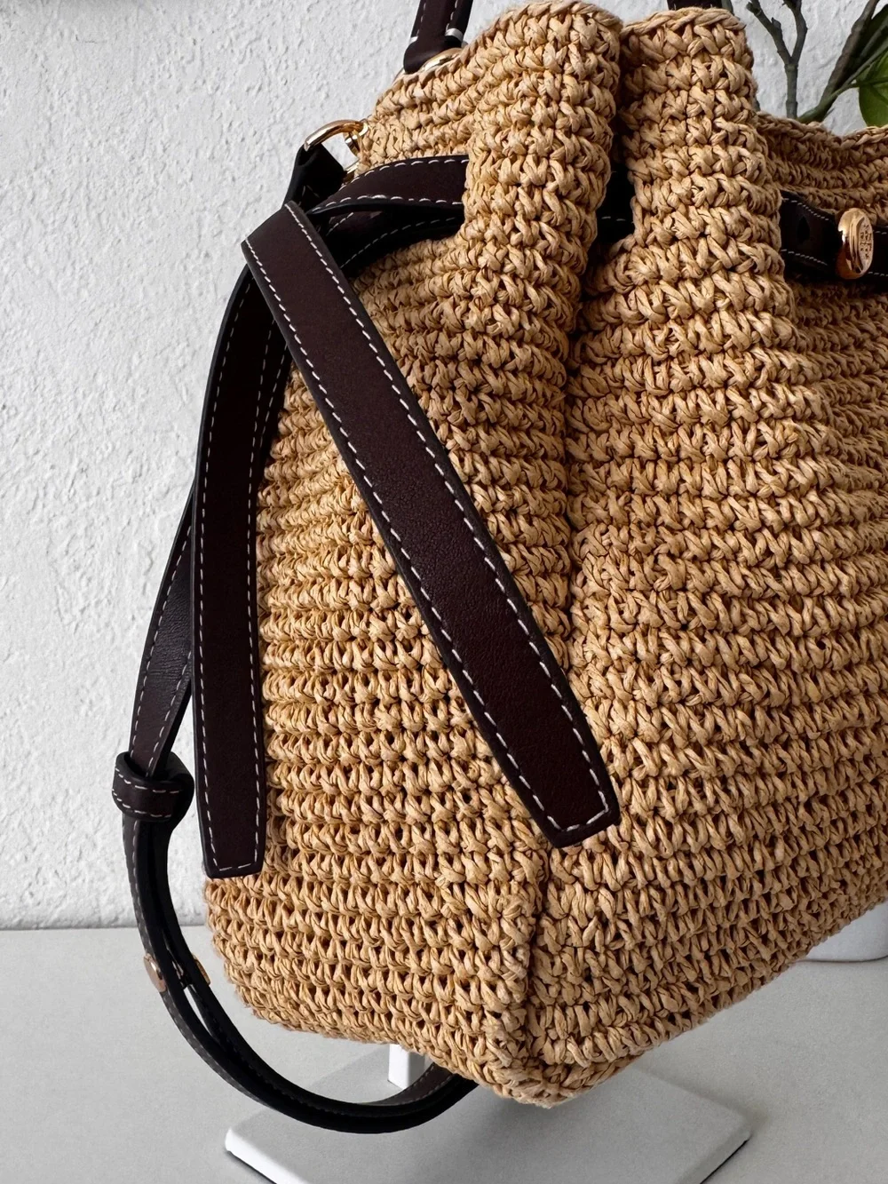 Tory Burch Romy Raffia Straw Bucket Bag - Picture 2 of 16